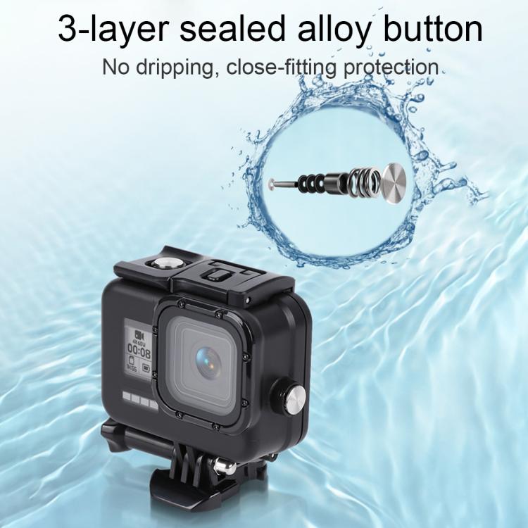For GoPro HERO8 Black 45m Waterproof Housing Protective Case with Buckle Basic Mount & Screw & (Purple, Red, Pink) Filters & Floating Bobber Grip & Strap & Anti-Fog Inserts (Black) - HoMEdemic™ 