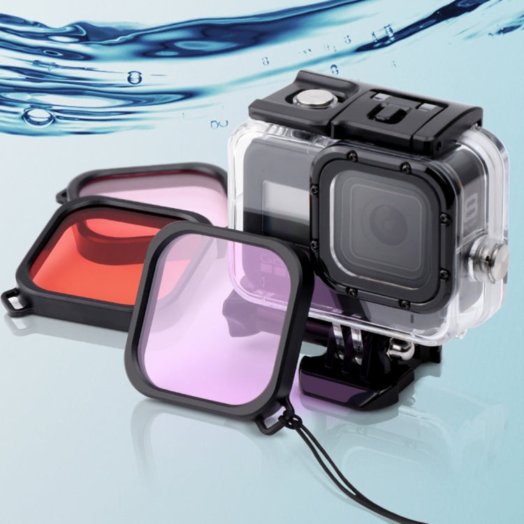 For GoPro HERO8 Black 45m Waterproof Housing Protective Case with Buckle Basic Mount & Screw & (Purple, Red, Pink) Filters & Floating Bobber Grip & Strap & Anti-Fog Inserts (Black) - HoMEdemic™ 