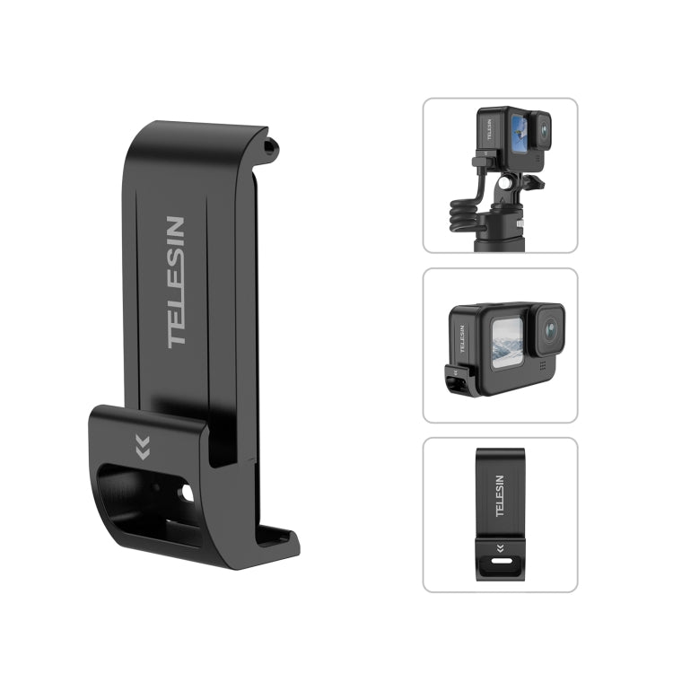 For GoPro Hero11 Black / HERO10 Black /9 Black TELESIN Weather-resistant Side Cover Easy Removable Charging Cover Port(Black) - HoMEdemic™ 
