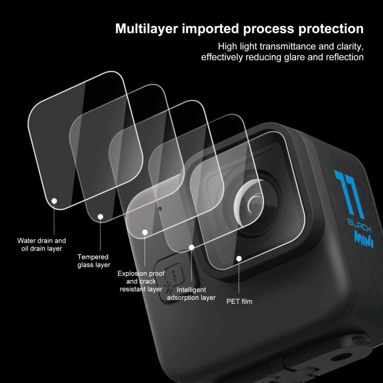 For GoPro Hero11 Black Mini PULUZ 2pcs Lens Tempered Glass Film(Transparent) - HoMEdemic™ 