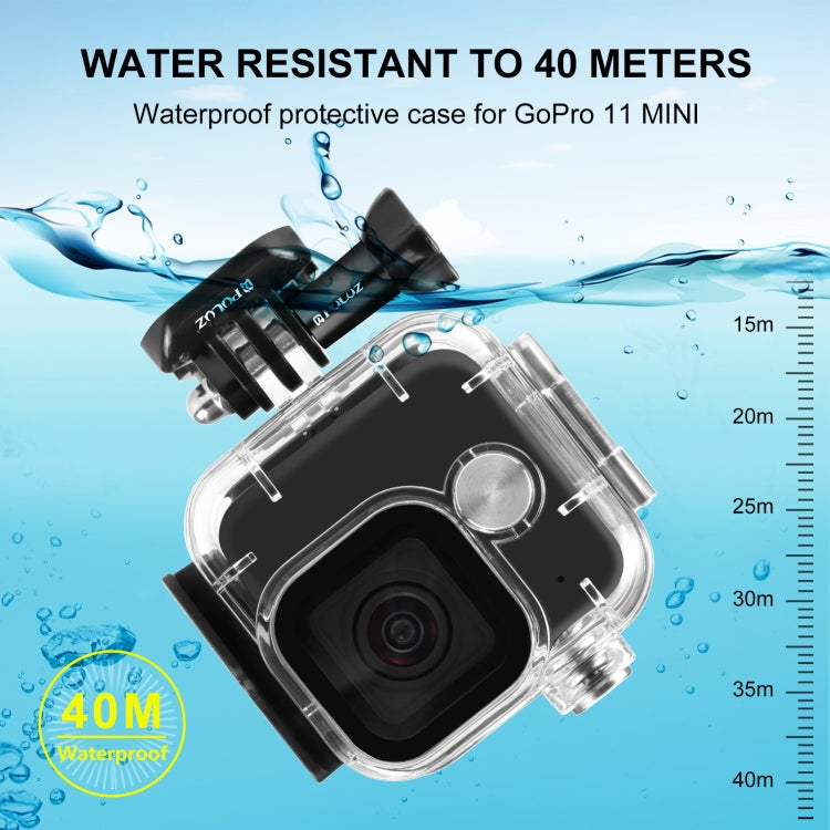 For GoPro Hero11 Black Mini PULUZ 40m Waterproof Housing Protective Case with Buckle Basic Mount & Screw (Transparent) - HoMEdemic™ 