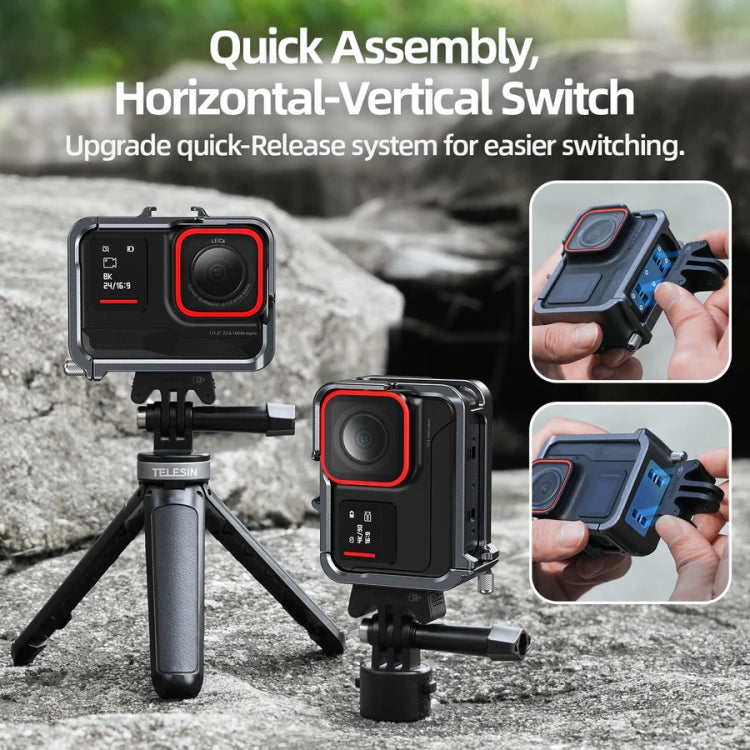 For Insta 360 Ace / Ace Pro TELESIN S6-FMS-02 Vertical Shot Quick Release Metal Rabbit Cage Body Protection Accessories - HoMEdemic™ 
