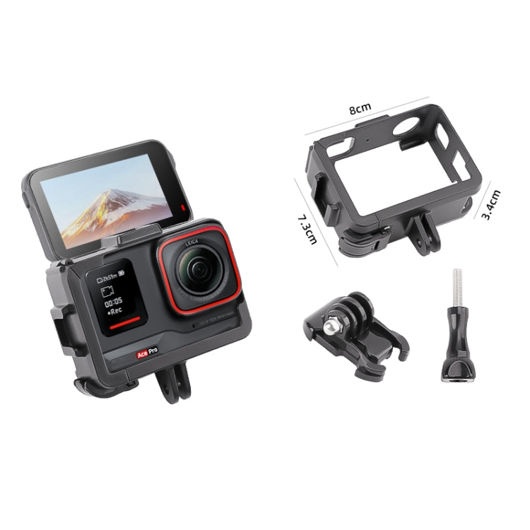 For Insta360 Ace / Ace Pro / Ace Pro 2 PC Cage Expansion Adapter Frame with Dual Cold Shoe Bases (Black) - HoMEdemic™ 