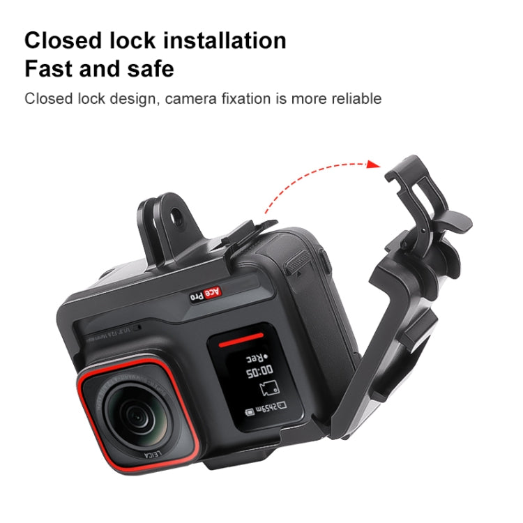 For Insta360 Ace / Ace Pro / Ace Pro 2 PC Cage Expansion Adapter Frame with Dual Cold Shoe Bases (Black) - HoMEdemic™ 