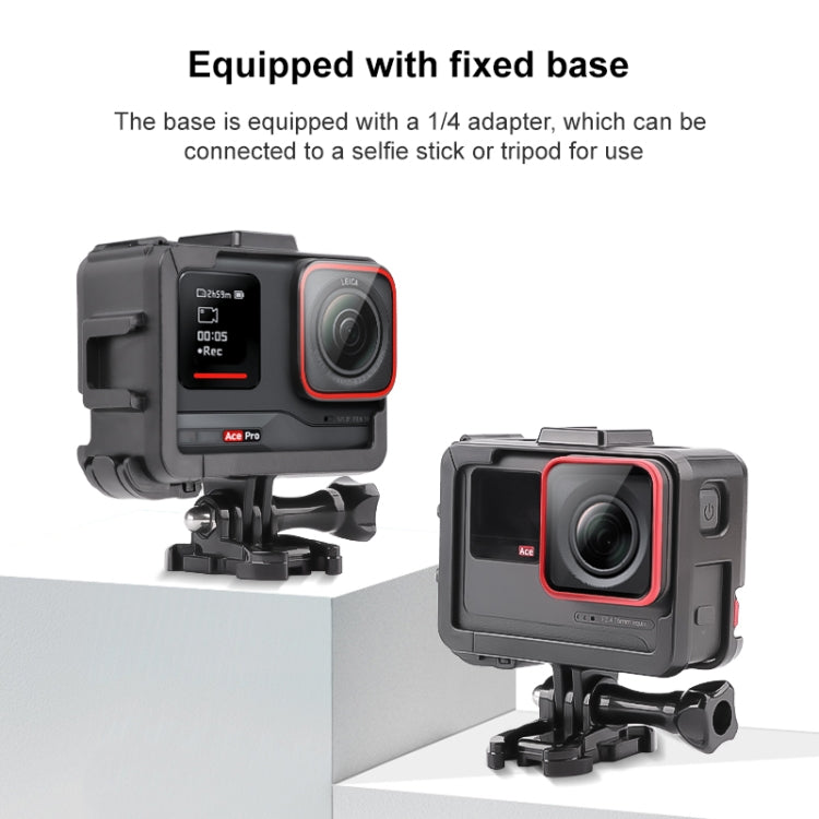 For Insta360 Ace / Ace Pro / Ace Pro 2 PC Cage Expansion Adapter Frame with Dual Cold Shoe Bases (Black) - HoMEdemic™ 