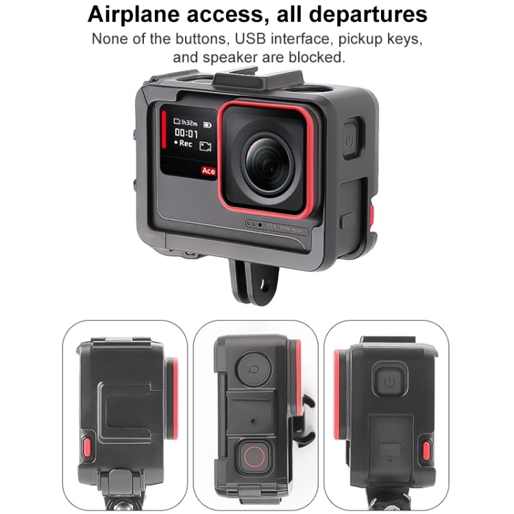 For Insta360 Ace / Ace Pro / Ace Pro 2 PC Cage Expansion Adapter Frame with Dual Cold Shoe Bases (Black) - HoMEdemic™ 