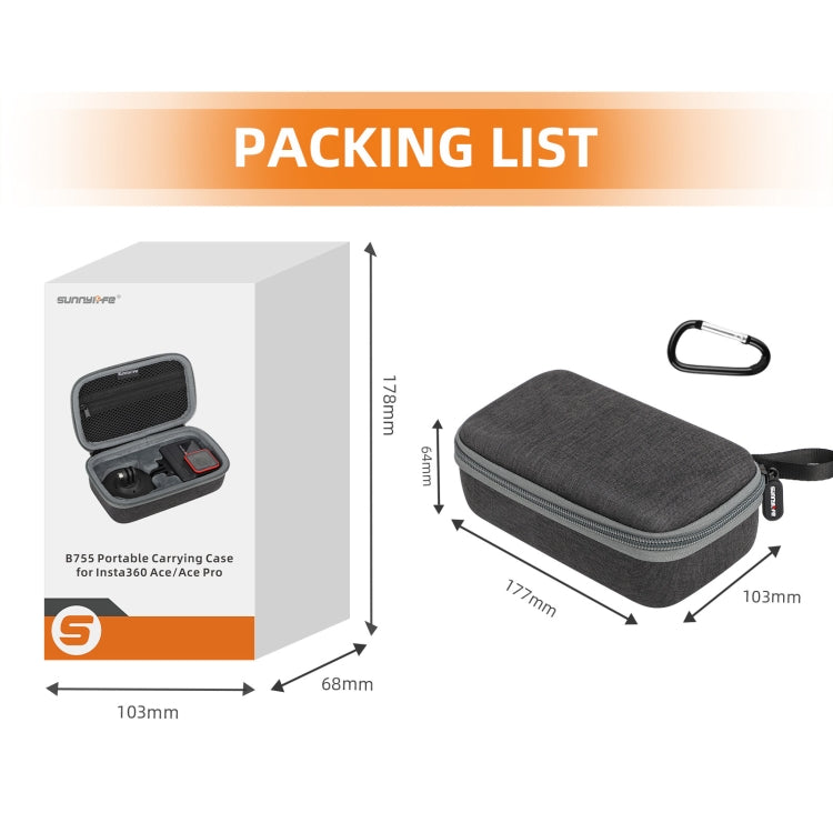 For Insta360 Ace / Ace Pro Sunnylife Portable Carrying Case Handbag Mini Travel Case Organizer Protective Bag (Black) - HoMEdemic™ 