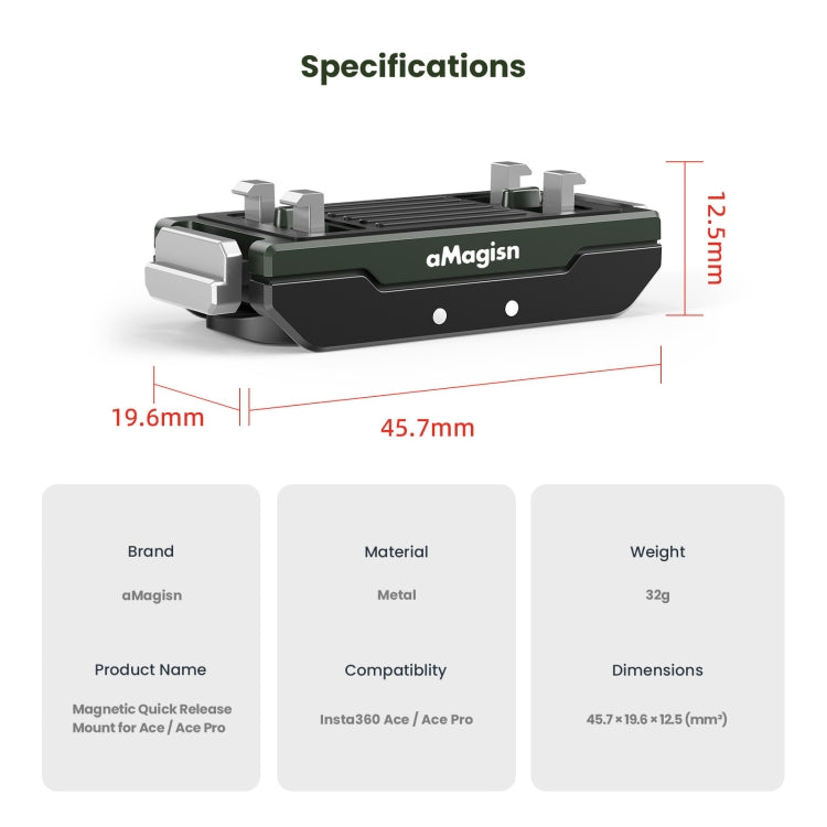 For Insta360 Ace / Ace Pro / X5 aMagisn Metal Magnetic Quick Release Sports Camera Accessories - HoMEdemic™ 