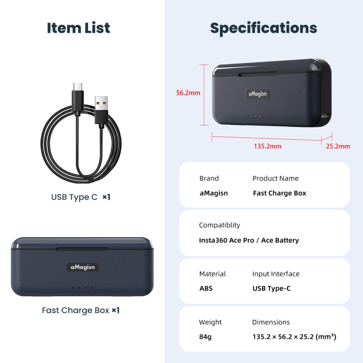 For Insta360 Ace / Ace Pro aMagisn Fast Charging Case Camera Charger Accessories - HoMEdemic™ 