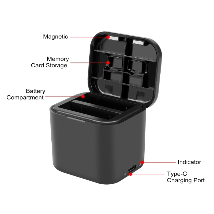 For Insta360 Ace Pro 2 / Pro 1 / Ace PULUZ Battery Charging Box Battery & Memory Card Storage Case (Black) - HoMEdemic™ 