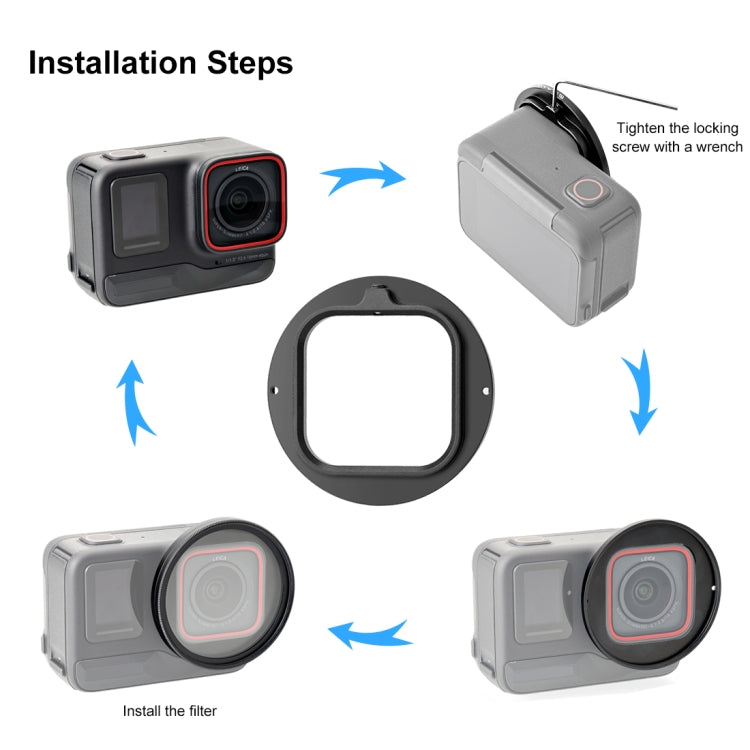 For Insta360 Ace Pro PULUZ 52mm UV Lens Filter Adapter Ring with Lens Cover (Black) - HoMEdemic™ 