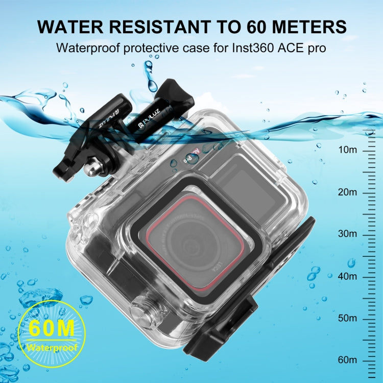 For Insta360 Ace Pro / Pro 2 PULUZ 60m Underwater Waterproof Housing Case with Base Adapter & Screw (Transparent) - HoMEdemic™ 