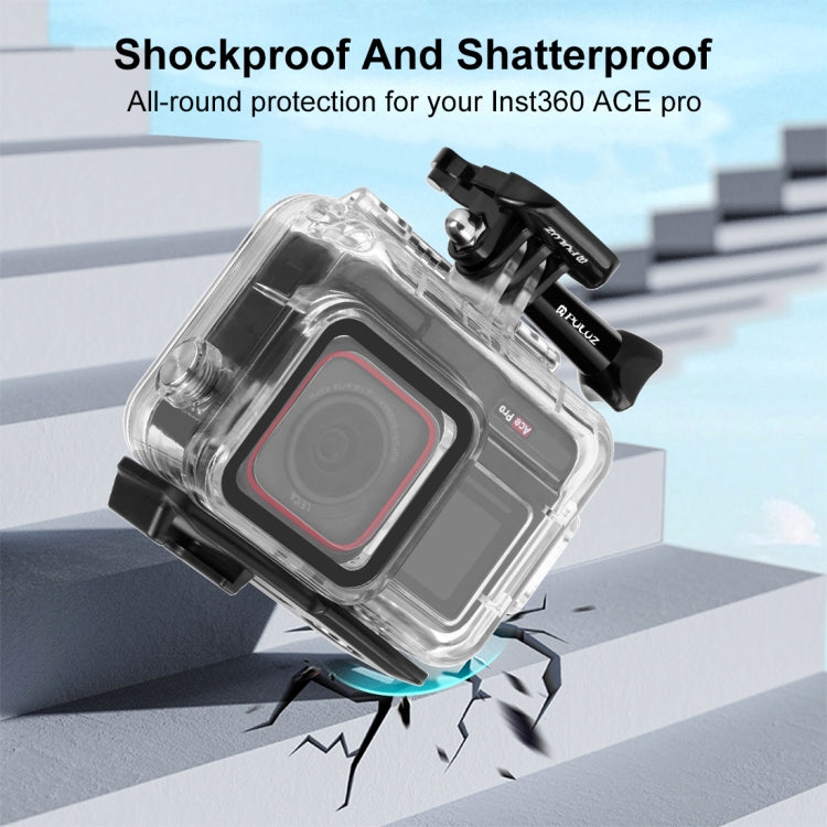 For Insta360 Ace Pro / Pro 2 PULUZ 60m Underwater Waterproof Housing Case with Base Adapter & Screw (Transparent) - HoMEdemic™ 