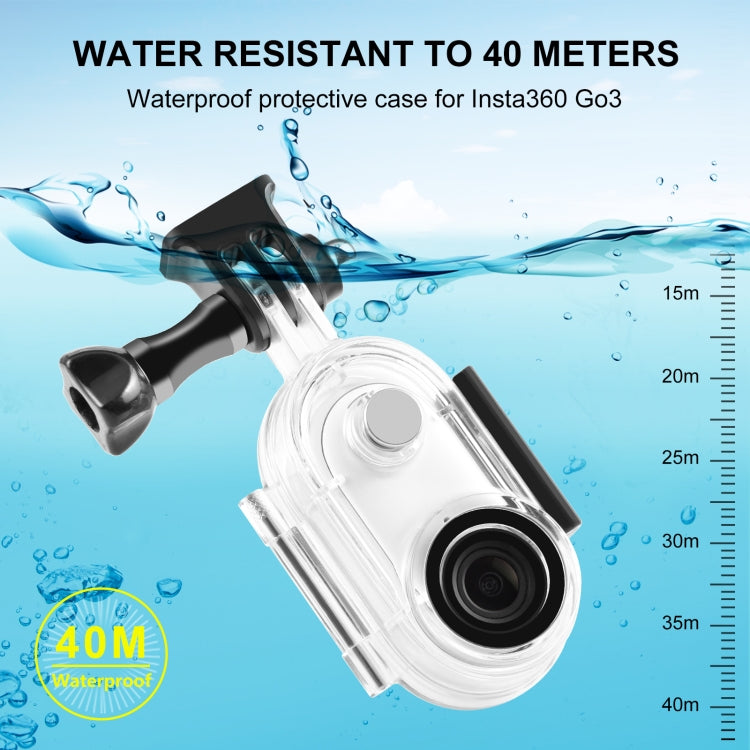For Insta360 GO 3 / GO 3S PULUZ 40m Underwater Waterproof Housing Case with Base Adapter & Screw (Transparent) - HoMEdemic™ 