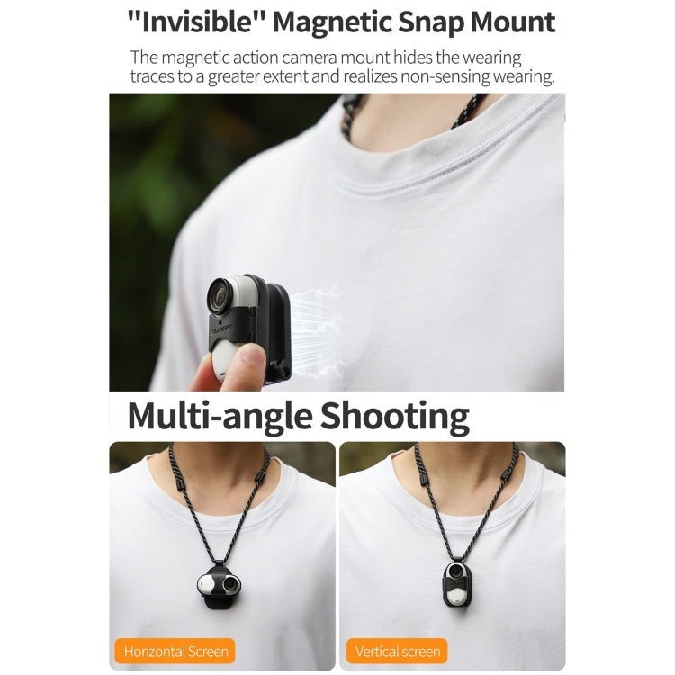 For Insta360 GO 3 Sunnylife Magnetic Neck Mount Chest Body Camera Necklace Lanyard POV Vlog Holder (Black) - HoMEdemic™ 