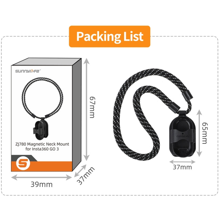 For Insta360 GO 3 Sunnylife Magnetic Neck Mount Chest Body Camera Necklace Lanyard POV Vlog Holder (Black) - HoMEdemic™ 