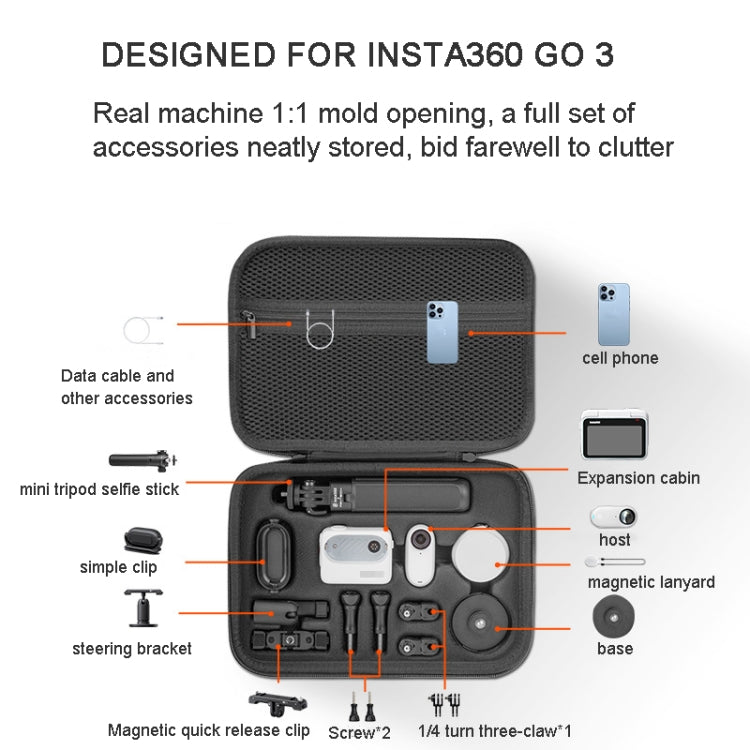 For Insta360 GO 3  XFJI Storage Bag Portable Travel Bag Complete Carrying Case 25.5 x 17.5 x 5.5cm - HoMEdemic™ 