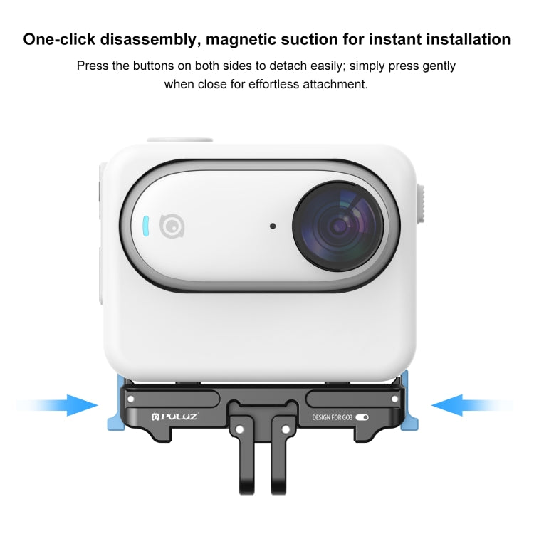 For Insta360 GO3 / GO 3S PULUZ Magnetic Aluminum Alloy Quick Release Base Mount (Black) - HoMEdemic™ 