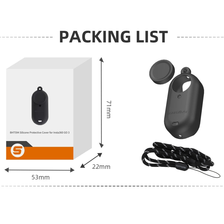 For Insta360 Go 3 Sunnylife IST-BHT594 Camera Body Silicone Case with Lens Cap & Neck Strap(Black) - HoMEdemic™ 