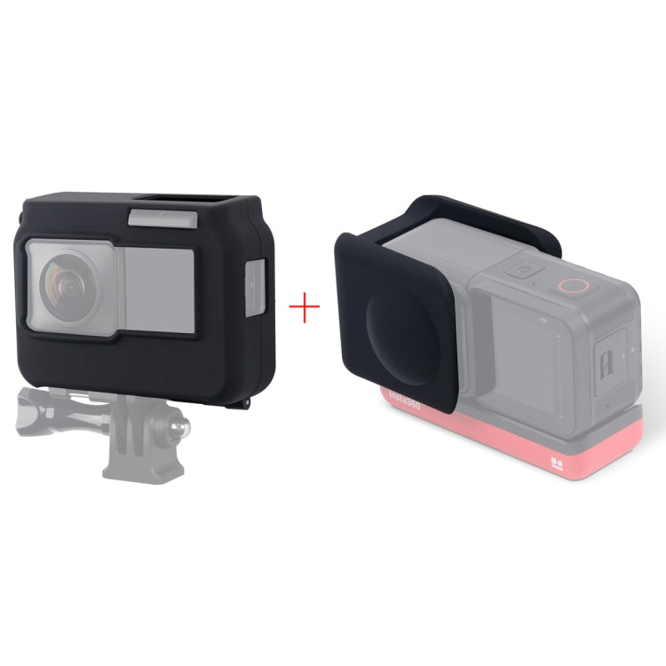 For Insta360 One R Panoramic Camera with Frame Shockproof Silicone Protective Case with Lens Cap Cover(Black) - HoMEdemic™ 