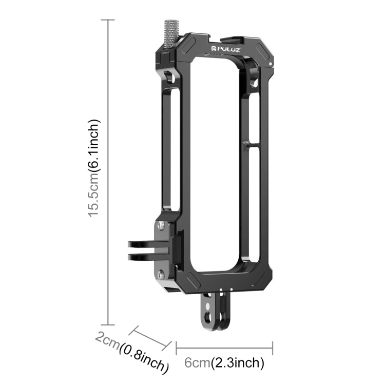 For Insta360 X3 PULUZ Metal Protective Cage Rig Housing Frame with Expand Cold Shoe Base & Tripod Adapter(Black) - HoMEdemic™ 