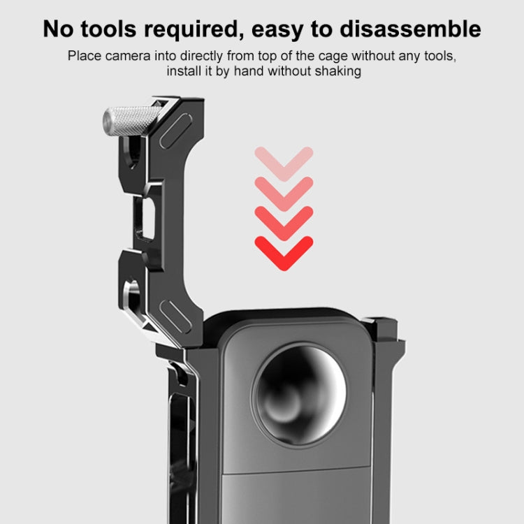 For Insta360 X3 PULUZ Metal Protective Cage Rig Housing Frame with Expand Cold Shoe Base & Tripod Adapter(Black) - HoMEdemic™ 