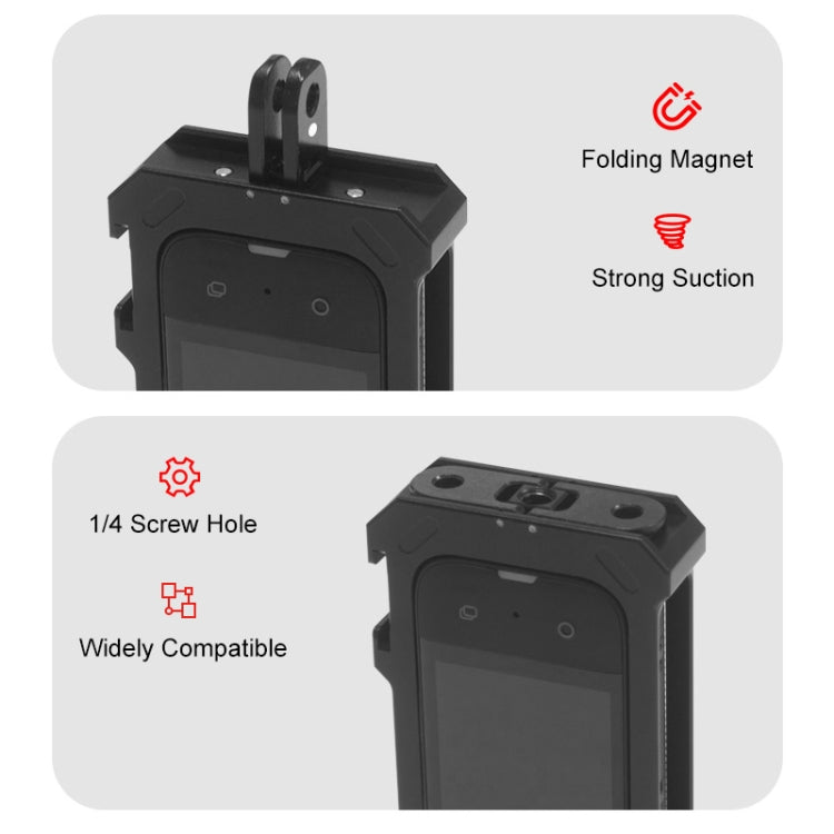 For Insta360 X3 PULUZ Metal Protective Cage Rig Housing Frame with Expand Cold Shoe Base & Tripod Adapter(Black) - HoMEdemic™ 