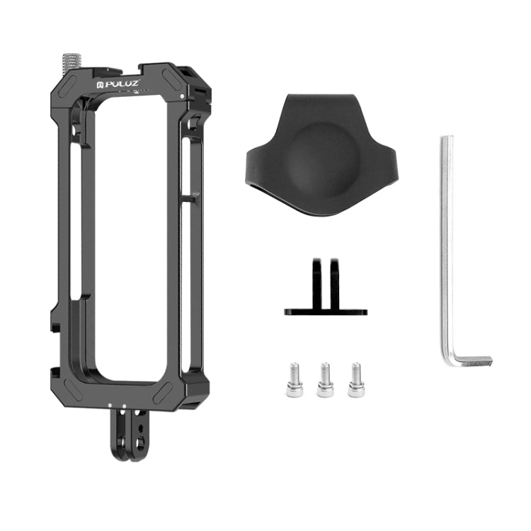 For Insta360 X3 PULUZ Metal Protective Cage Rig Housing Frame with Expand Cold Shoe Base & Tripod Adapter(Black) - HoMEdemic™ 