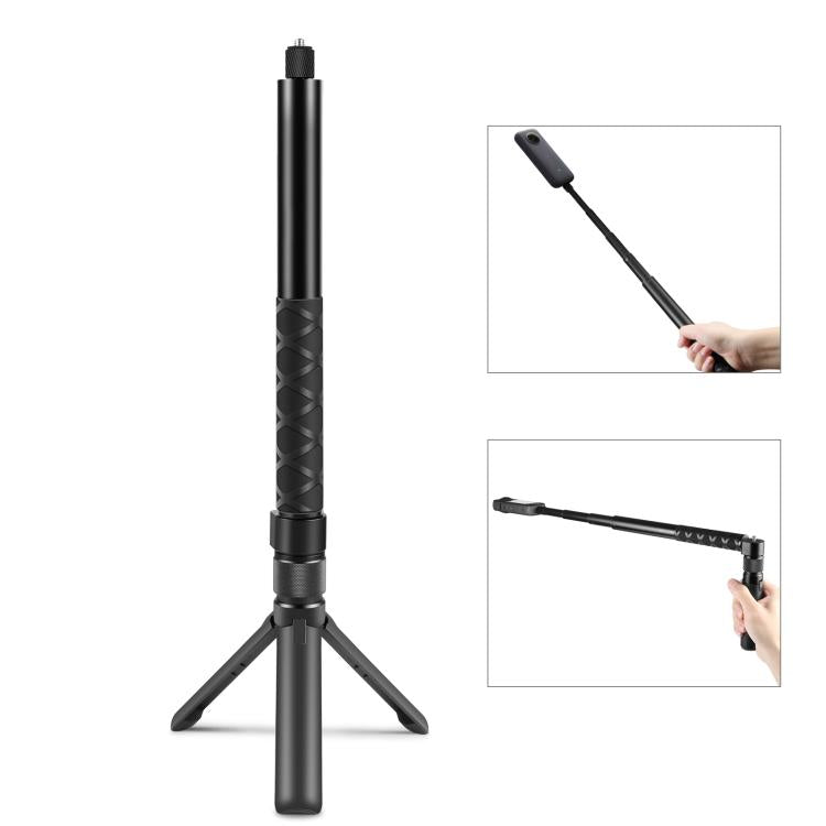For Insta360 X3 / X4 / X4 Air / X5 / DJI Osmo 360 PULUZ Rotary Handle Desktop Tripod Stand Selfie Stick Monopod (Black) - HoMEdemic™ 