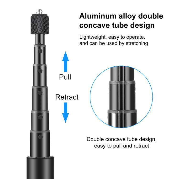 For Insta360 X3 / X4 / X4 Air / X5 / DJI Osmo 360 PULUZ Rotary Handle Desktop Tripod Stand Selfie Stick Monopod (Black) - HoMEdemic™ 