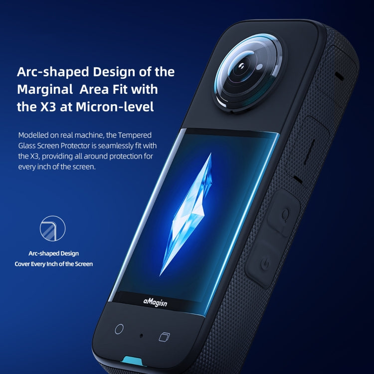 For Insta360 X3 aMagisn Screen Tempered Film Protection Sports Camera Accessories, Specification: 2sets - HoMEdemic™ 