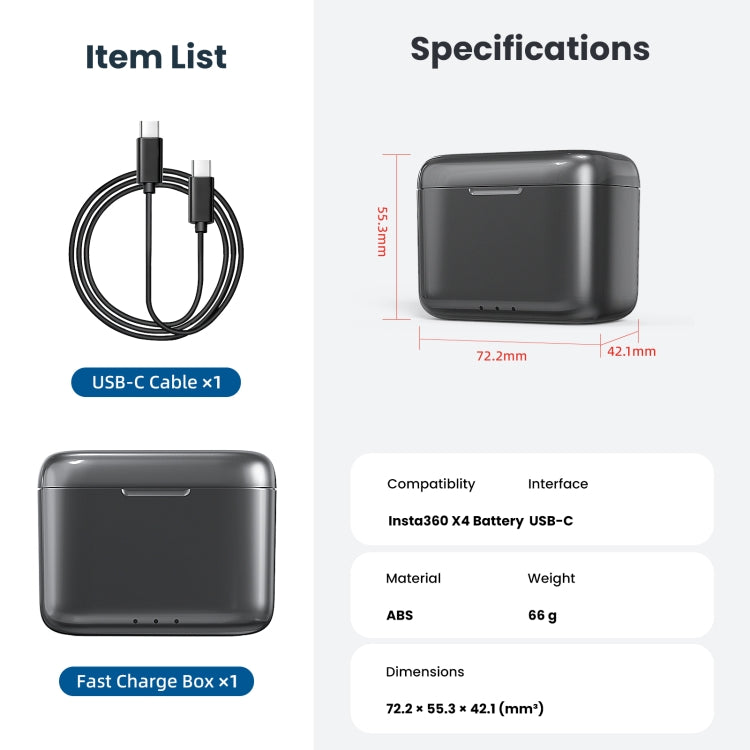 For Insta360 X4 AMagisn Battery Fast Charge Charging Box Sports Camera Accessories - HoMEdemic™ 