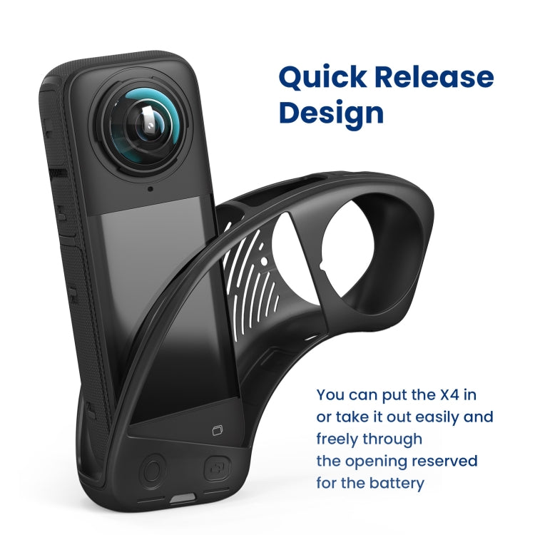 For Insta360 X4 AMagisn Silicone Protective Cover Body Case + Lens Cover Black - HoMEdemic™ 