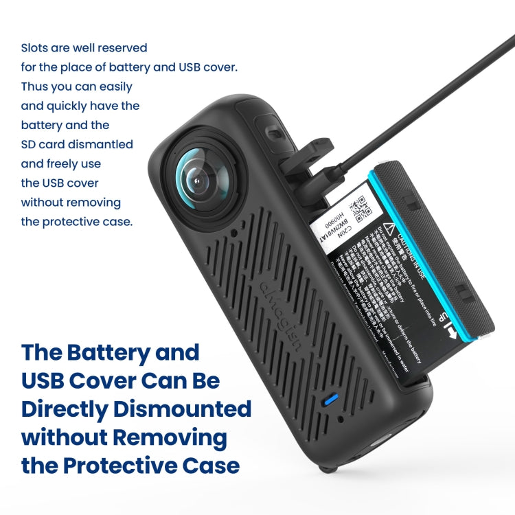 For Insta360 X4 AMagisn Silicone Protective Cover Body Case + Lens Cover Black - HoMEdemic™ 