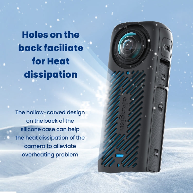 For Insta360 X4 AMagisn Silicone Protective Cover Body Case + Lens Cover Black - HoMEdemic™ 