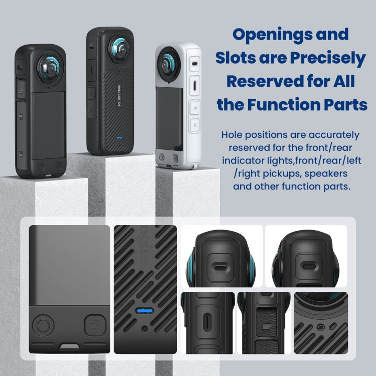 For Insta360 X4 AMagisn Silicone Protective Cover Body Case + Lens Cover Black - HoMEdemic™ 