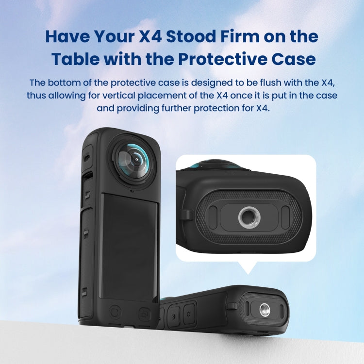 For Insta360 X4 AMagisn Silicone Protective Cover Body Case + Lens Cover Black - HoMEdemic™ 