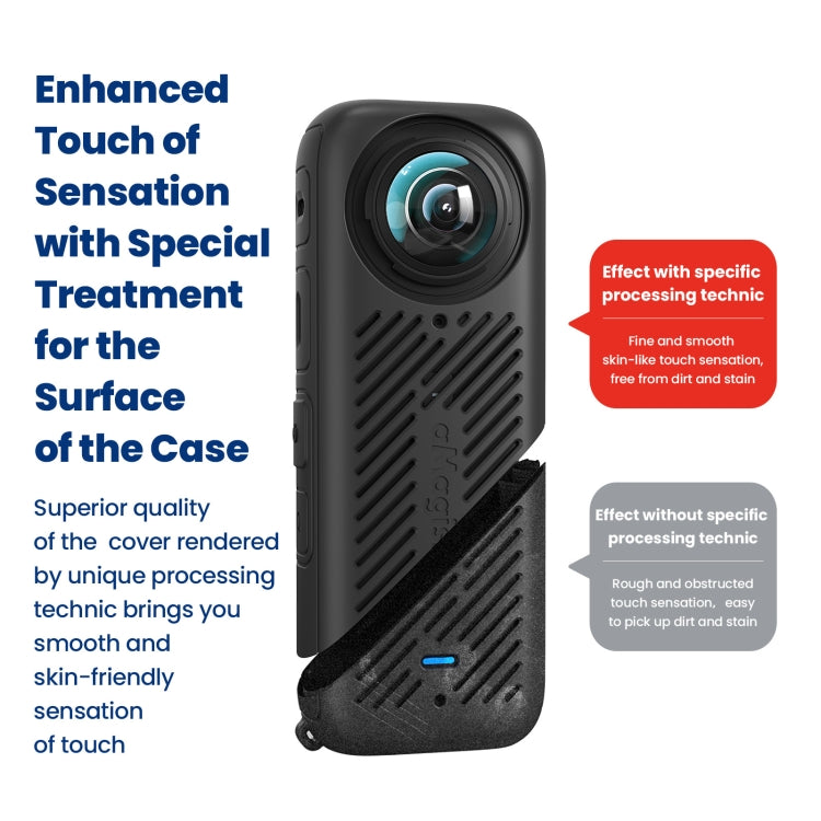For Insta360 X4 AMagisn Silicone Protective Cover Body Case + Lens Cover Black - HoMEdemic™ 