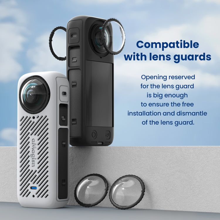 For Insta360 X4 AMagisn Silicone Protective Cover Lens Cover Black - HoMEdemic™ 