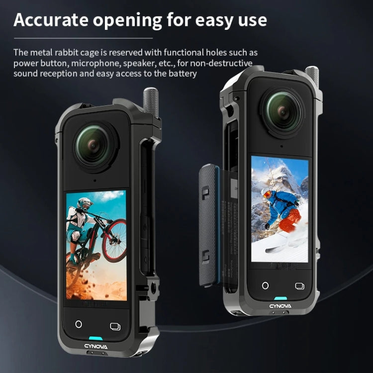 For Insta360 X4 CYNOVA Metal Rabbit Cage + Lens Cover Set Protective Accessories(Black) - HoMEdemic™ 