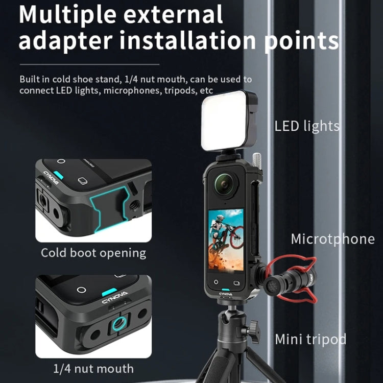 For Insta360 X4 CYNOVA Metal Rabbit Cage + Lens Cover Set Protective Accessories(Black) - HoMEdemic™ 