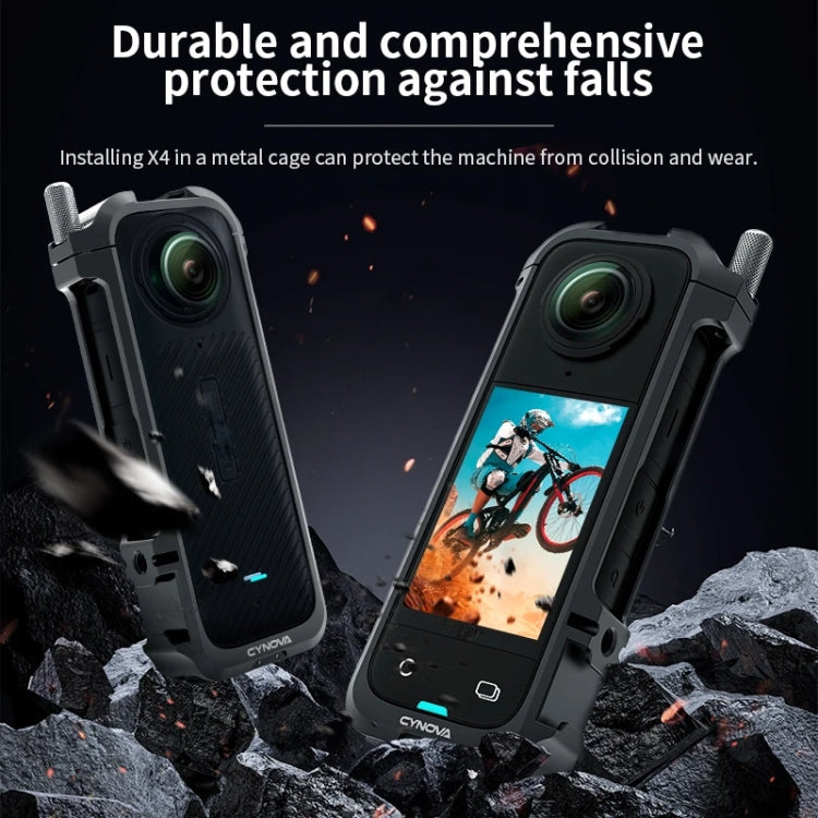 For Insta360 X4 CYNOVA Metal Rabbit Cage + Lens Cover Set Protective Accessories(Black) - HoMEdemic™ 