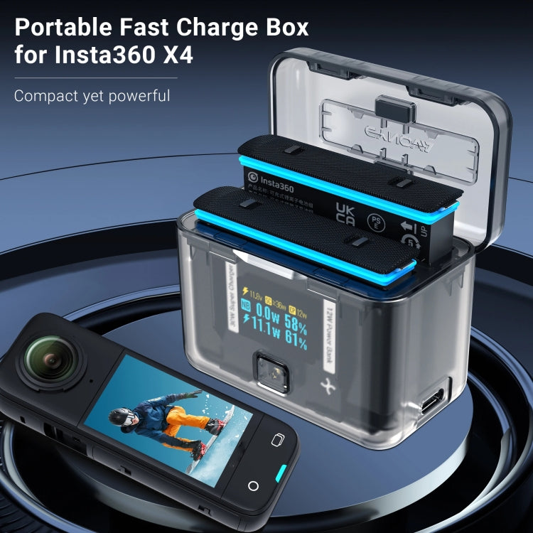 For Insta360 X4 CYNOVA Two-Way Charging Butler Screen Display Smart Charging Box - HoMEdemic™ 