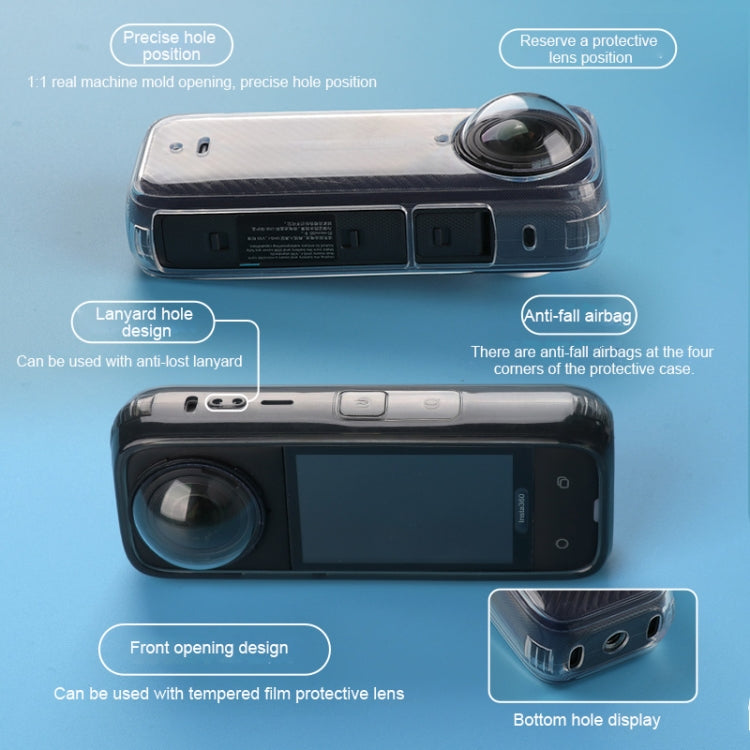 For Insta360 X4 Clear 1.5mm Soft TPU Protective Case With Neck Strap(Clear Black) - HoMEdemic™ 