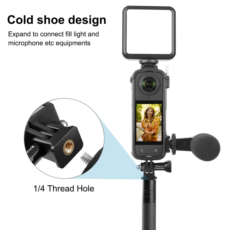 For Insta360 X4 PULUZ Cold Shoe PC Plastic Protective Frame with Adapter Mount & Screw (Black) - HoMEdemic™ 