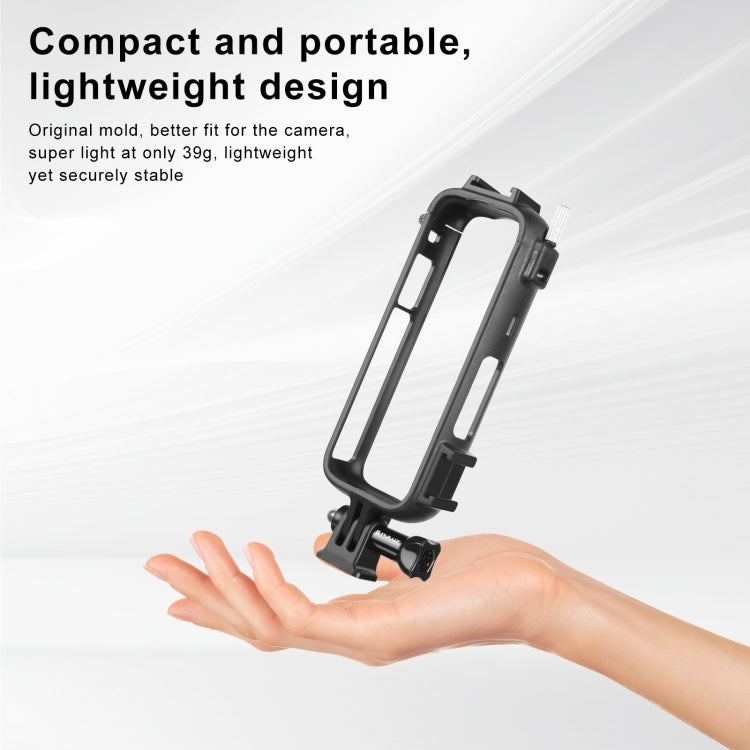 For Insta360 X4 PULUZ Cold Shoe PC Plastic Protective Frame with Adapter Mount & Screw (Black) - HoMEdemic™ 