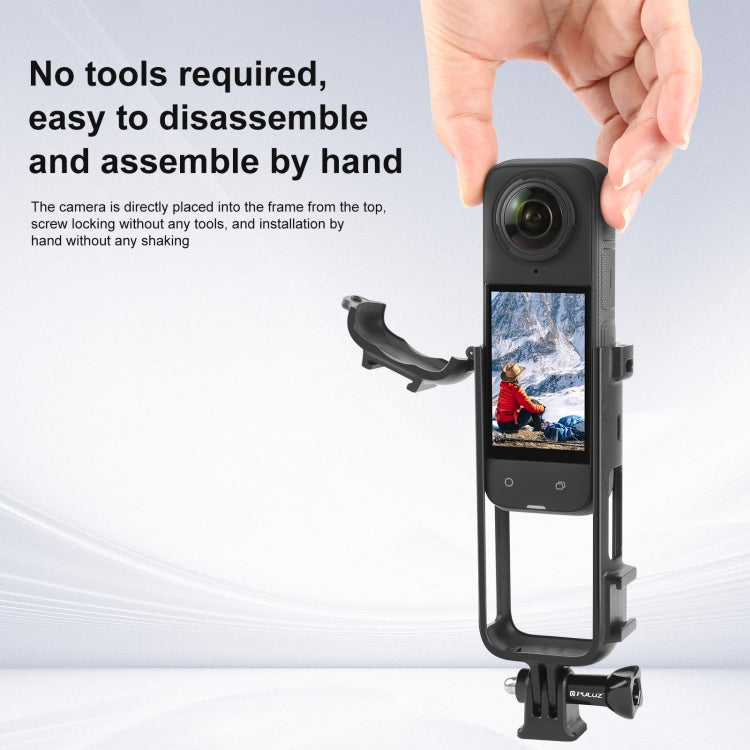 For Insta360 X4 PULUZ Cold Shoe PC Plastic Protective Frame with Adapter Mount & Screw (Black) - HoMEdemic™ 