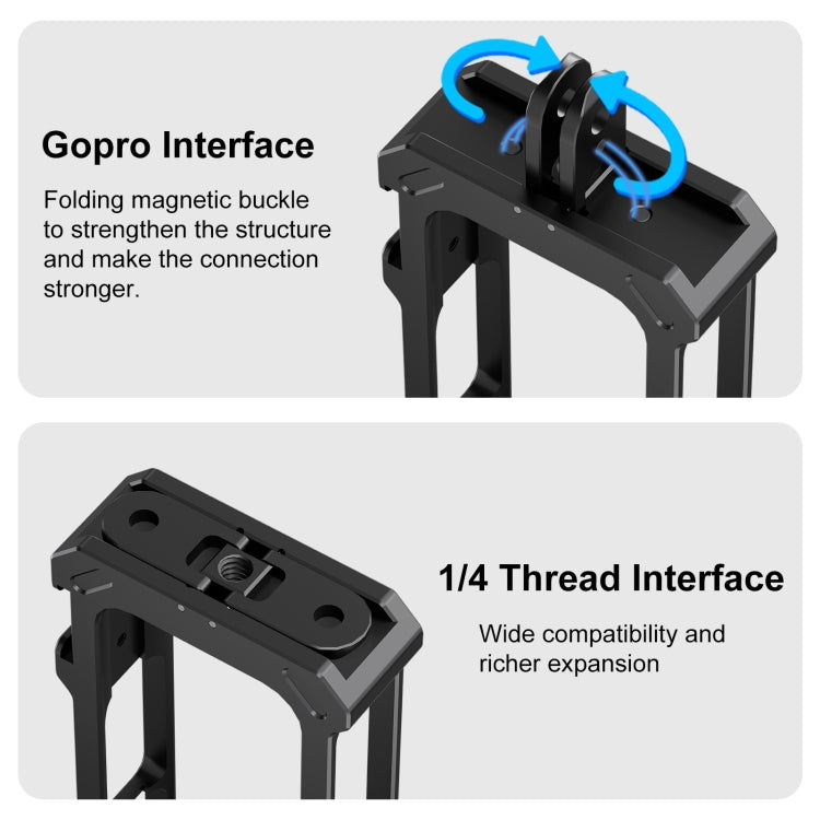 For Insta360 X4 PULUZ Metal Protective Cage Rig Housing Frame with Expand Cold Shoe Base & Tripod Adapter (Black) - HoMEdemic™ 