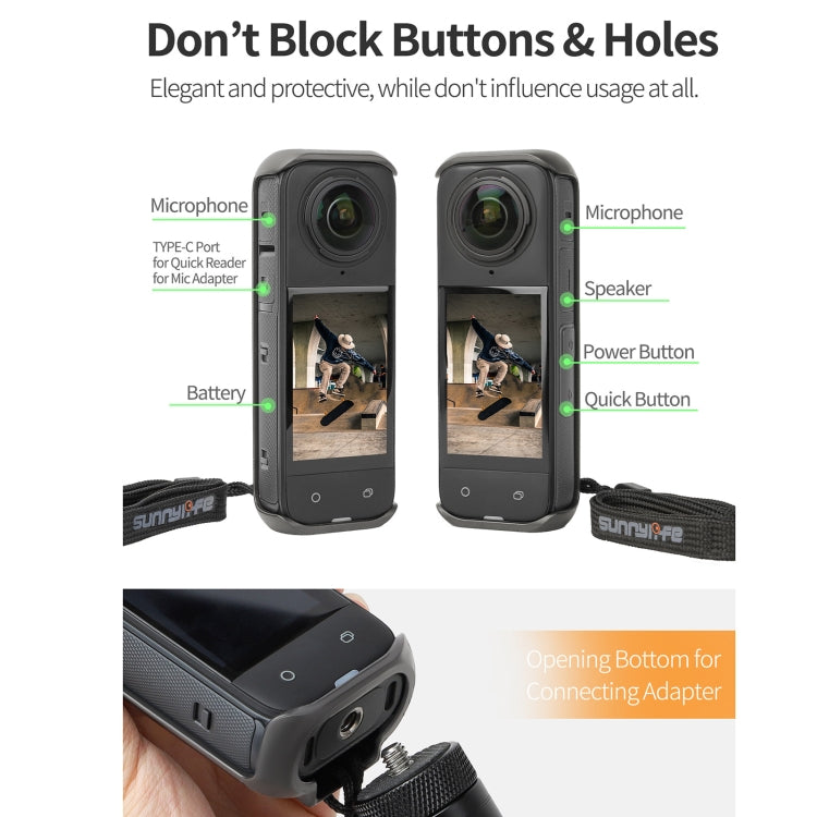For Insta360 X4 Sunnylife Graphene Case High Thermal Conductivity Protective Case with Hand Strap (Black) - HoMEdemic™ 