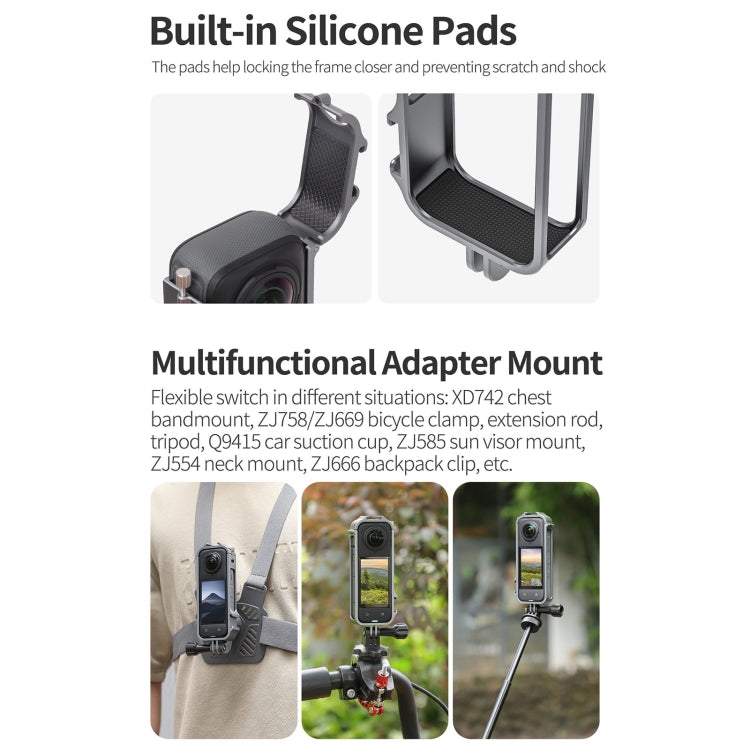 For Insta360 X4 Sunnylife Metal Protective Cage Rig with Cold Shoe Bases & Tripod Adapter (Titanium Color) - HoMEdemic™ 